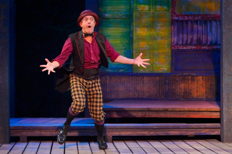 Danny Scheie as Dromio in Cal Shakes' "The Comedy of Errors". Photo Credit: Kevin Berne.