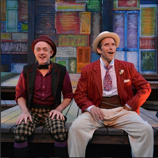 (from l to r) Danny Scheie and Adrian Danzig as Dromio and Antipholus.