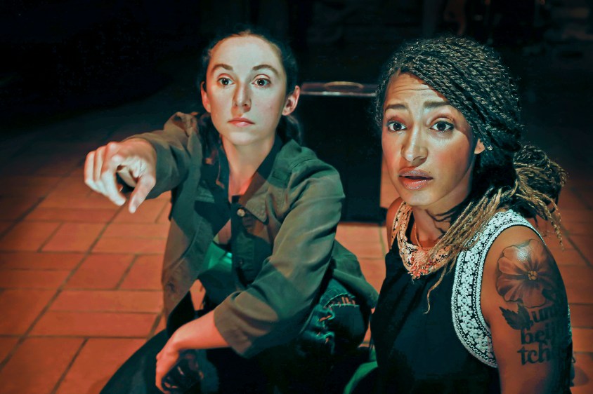 Izzy(Caitlyn Louchard) and Cree (Sam Jackson) join the crew of the Rainbow Warrior 2 on a mission to save the whales in Central Works’ new musical,