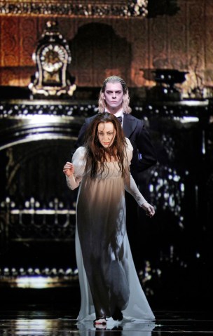 Jamielynn Duggan as Madeline Usher and Anthony Reed as Dr. Primus. Photo Credit: Cory Weaver.