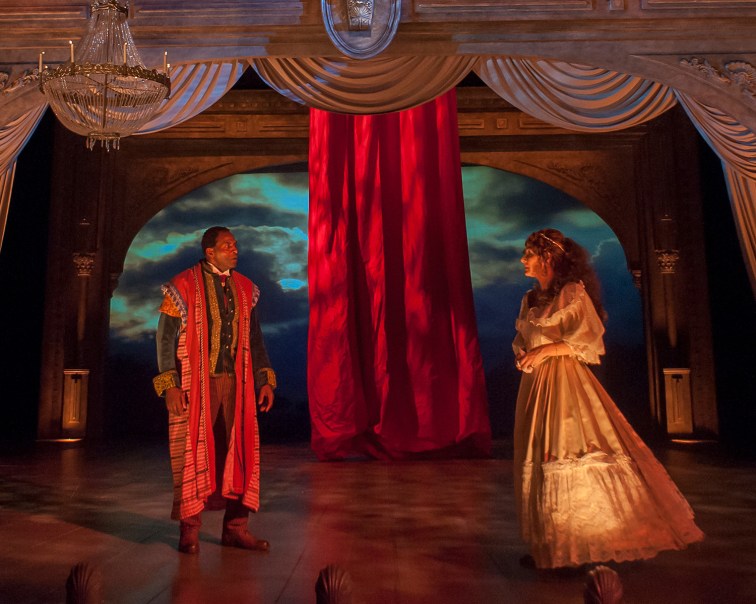 Carl Lumbley as Ira Aldrige (playing Ohtello) and Susie Damilano as Ellen Tree (playing Desdemona) in "Red Velvet." Photo Credit: Ken Levin.