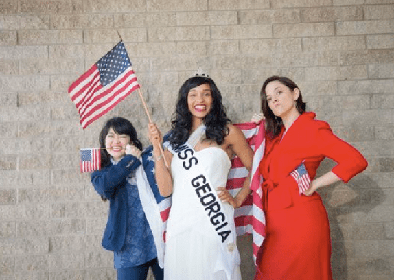 Monica Ho, Tristan Cunningham and Katie Rubin in "The Taming." Photo Credit: Steve Underwood.
