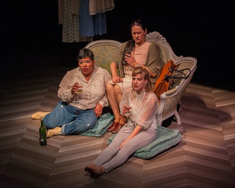 (from l t r) Amy LIzardo as Mehr, , Karen Offereins as Julia, and and Sarah Moser as Ana in "The Rules." Photo Credit: Ken Levin.