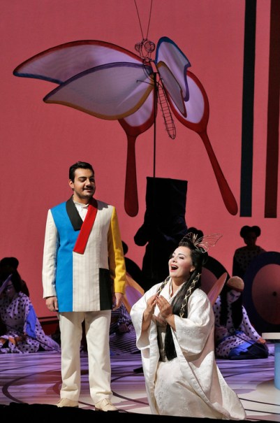 Vincenzo Costanzo as Lt. Pinkerton and Lianna Haroutounian as Cio-Cio-San in SF Opera's production of "Madame Butterfy." Photo Credit: Cory Weaver.