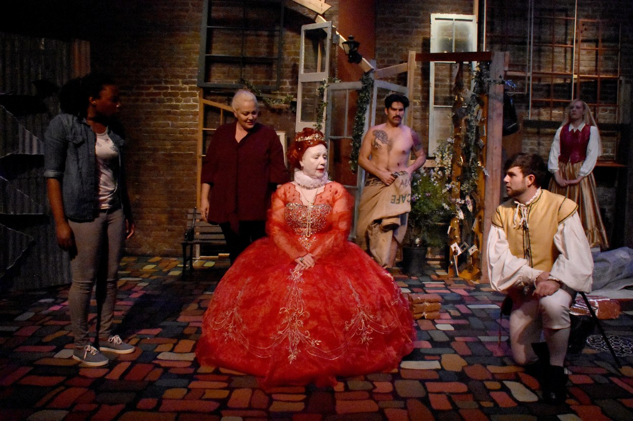 Queen Elizabeth (Christina Augello) is a time travelling "goddess in the machine" who startles the denizens of Liverpool's Paradise Street one peculiar Christmas Eve in Clive Barker's masque-like play. 